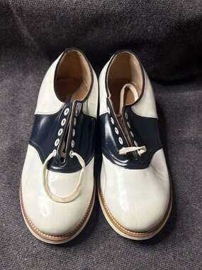 Vintage Crane Navy and White Leather Saddle Shoes Size 6.5 EEE